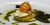 Merluzzo con cipolle, gamberi polenta e bagnet verde